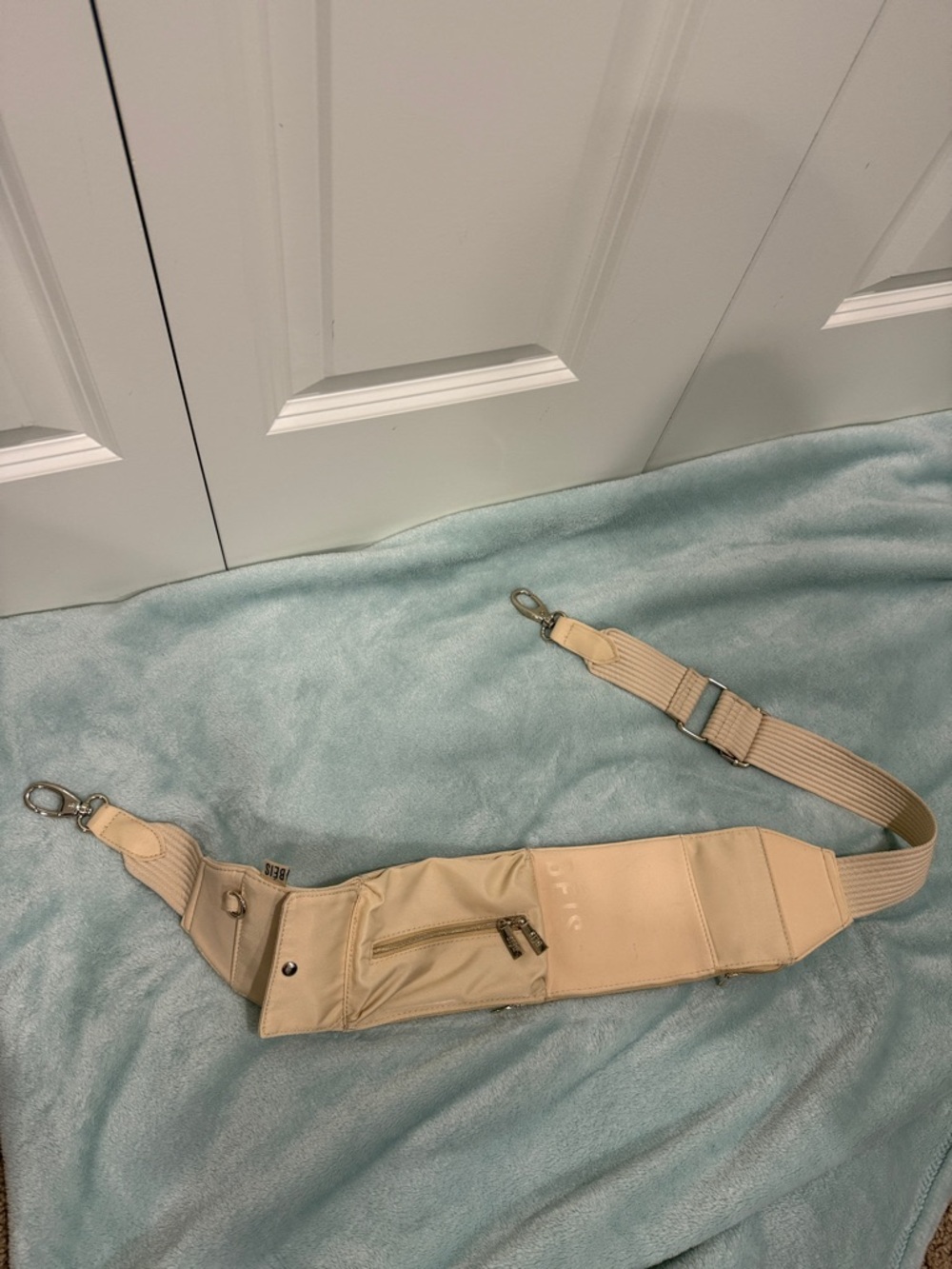 BEIS Beige Crossbody Belt Bag with Front Zip Pocket